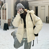 银标短款25冬学院白黑TIEBI暖鹅绒带帽羽绒ZB237-6626-p355-k499，女装羽绒服，浙宝237