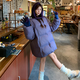 紫色针织连帽羽绒服女冬季2025新款韩系温柔风保暖加厚慵懒风外套，女装羽绒服，浙宝237