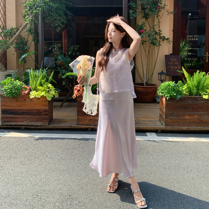 现货26气质轻熟新中式甲花边吊带裙两件套RF2C518-2703-p195-K298,女装套装/套裙,浙宝237