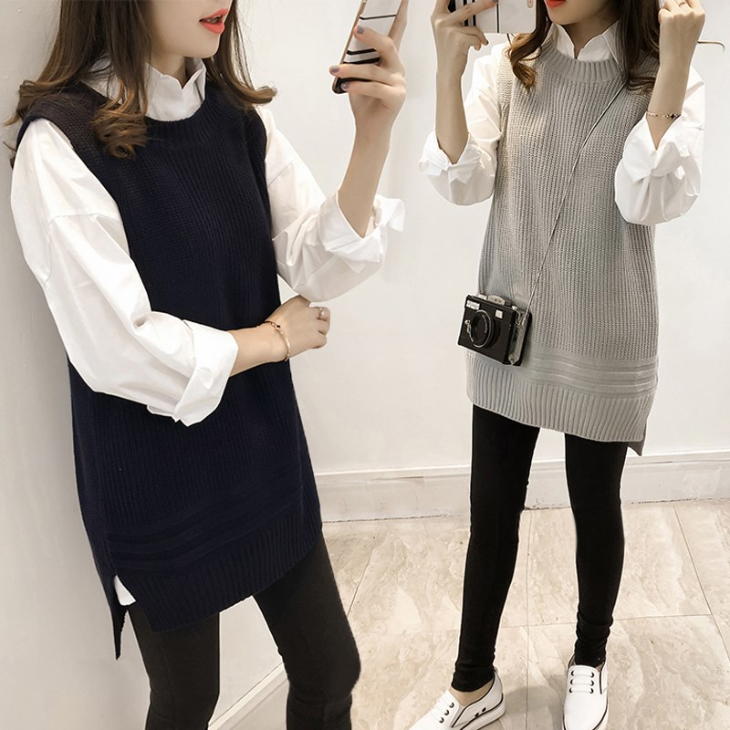 Add fertilizer XL Women suit Korean Edition MM Autumn Long sleeved shirt Socket Knit vest Two piece setin the Women's clothing/Boutique , Large size women  category - from Buy2taobao.com to provide professional Taobao agent buy service