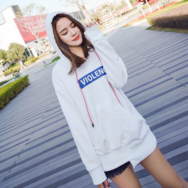 SUPER FIRE SWEATSHIRT WOMENS THIN 2024 NEW WOMENS LONG-SLEEVED HOODED KOREAN VERSION OF THE TIDE FAKE TWO LOOSE AND IRREGULAR MID-LENGTH MODELS