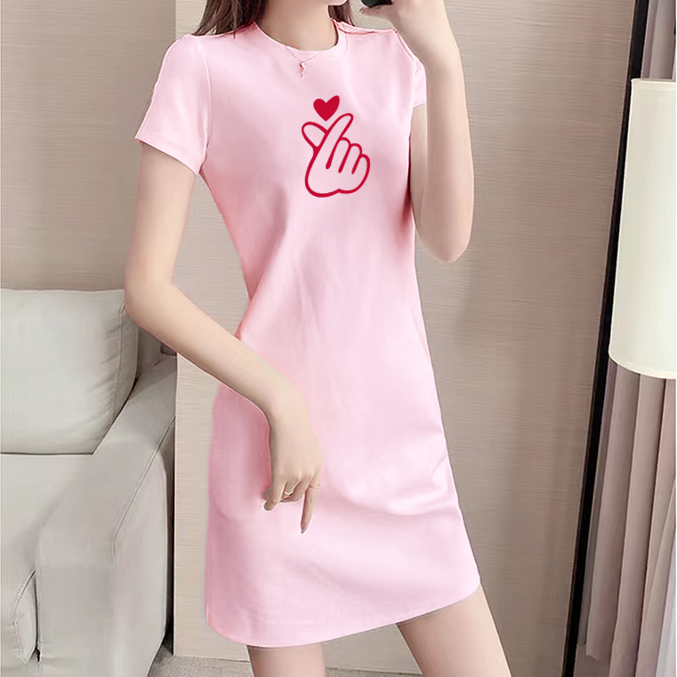纯棉2025夏季新款连衣裙女修身显瘦圆领短袖打底外穿T恤裙女睡裙