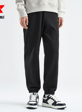 特步PLAYIN BIG针织运动裤男2025年春季新款运动长裤975129630184