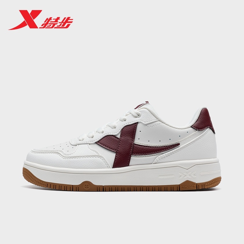 特步女板鞋2024夏季新款厚底休闲鞋增高小白鞋运动鞋女鞋平底鞋子