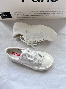 兔兔宋轮胎底防滑踩屎感白色帆布鞋女小众原创学生云朵笑脸小白鞋