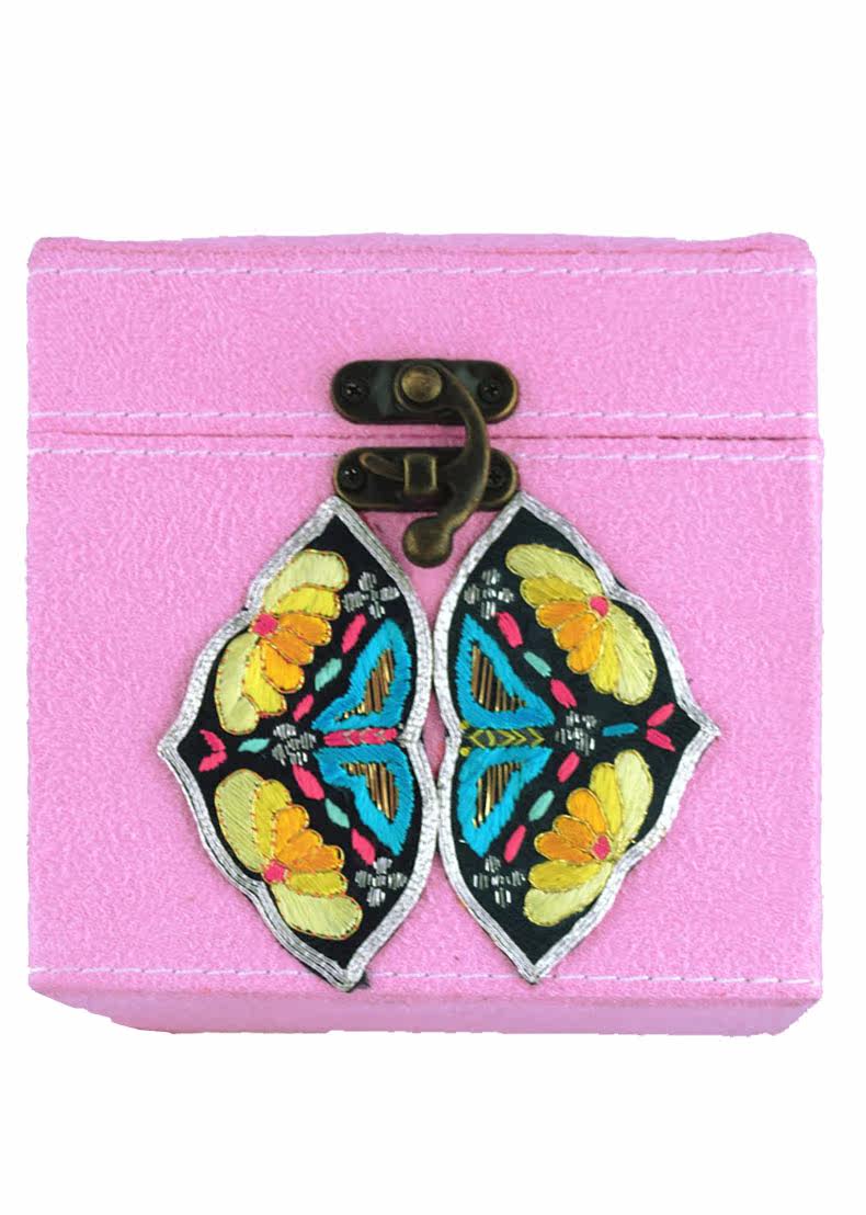 江南绣庄 苏绣老绣片 复古三层饰品收纳盒 首饰盒 化妆盒新款