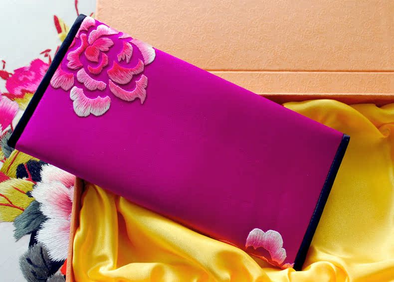 复古钱包女民族风钱夹女2018新款长款个性时尚手工刺绣苏绣成品