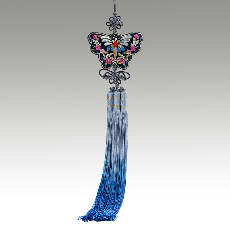 汽车挂件车内吊饰平安符车挂饰纯手工苏绣刺特色手工挂饰蝴蝶