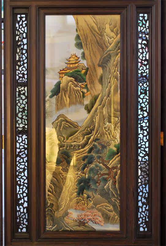 江南绣庄苏州手工双面绣屏风400x220苏绣地屏精品蓬莱仙境