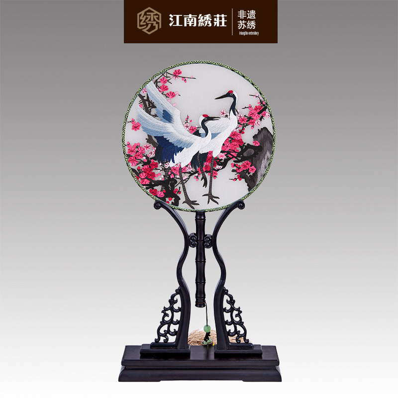 古风扇子中国风双面绣刺绣宫廷团扇女流苏绣花圆扇中国特色小礼品