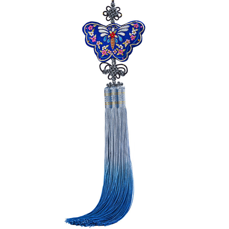 汽车挂件车内吊饰平安符车挂饰纯手工苏绣刺特色手工挂饰蝴蝶