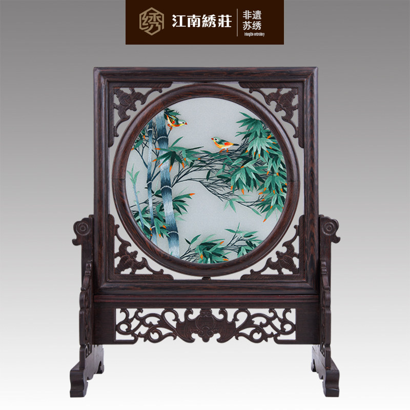 家居装饰品摆件创意现代简约家装摆设卧室客厅艺术品电视柜双面绣