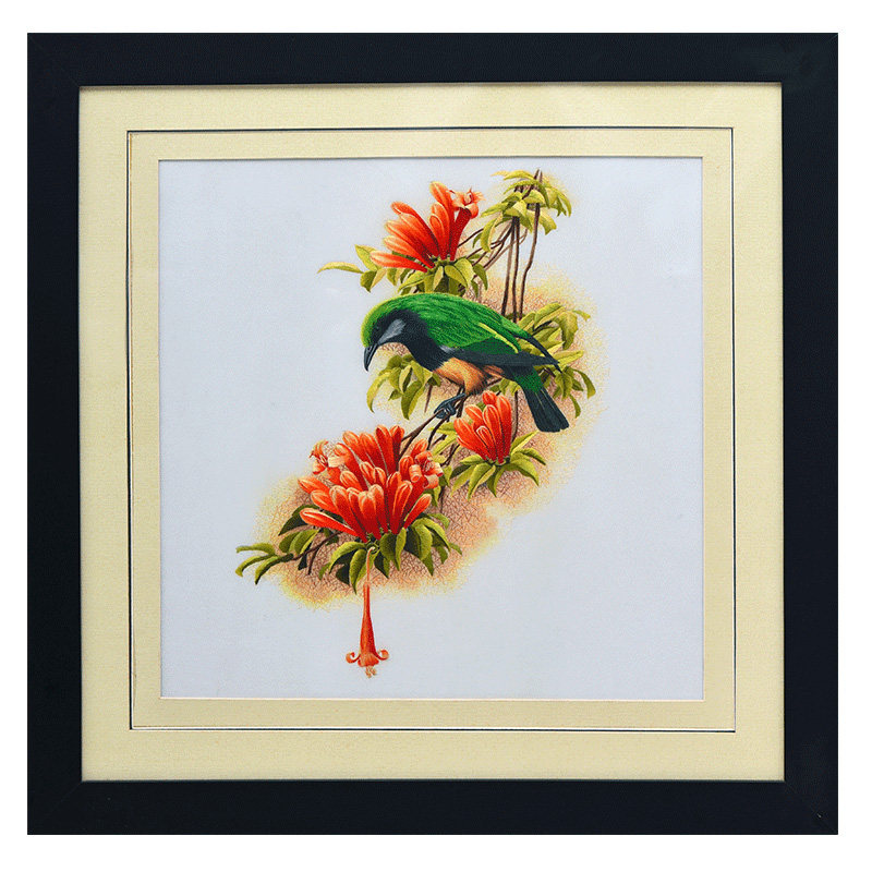 苏绣成品挂画玄关中式客厅纯手工刺绣真丝餐厅装饰画玄关壁画墙画