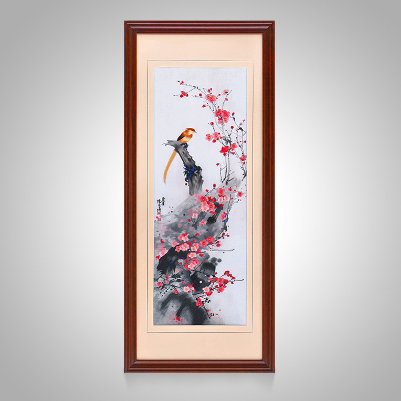 江南绣庄 中式客厅装饰画四条屏 书房国画条屏挂画 苏绣梅兰竹菊