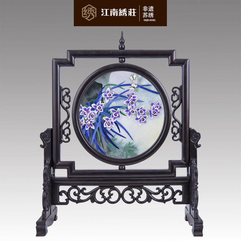 办公桌摆件办公室创意屋内摆设饰品客厅现代简约苏绣双面绣灯笼架