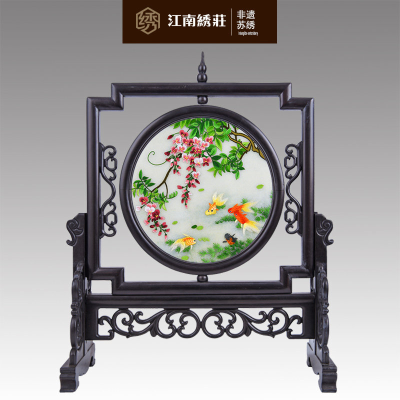 办公桌摆件办公室创意屋内摆设饰品客厅现代简约苏绣双面绣灯笼架