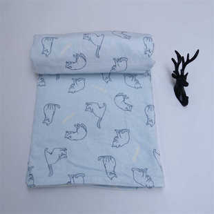 日单 纯棉割绒印花老式毛巾被柔软透气宿舍单人盖毯可铺可盖