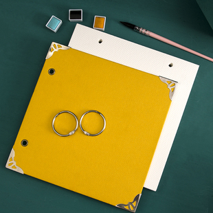 350克粗纹细纹 保定水彩纸 复古方型水彩本活页随身 旅行手绘写生