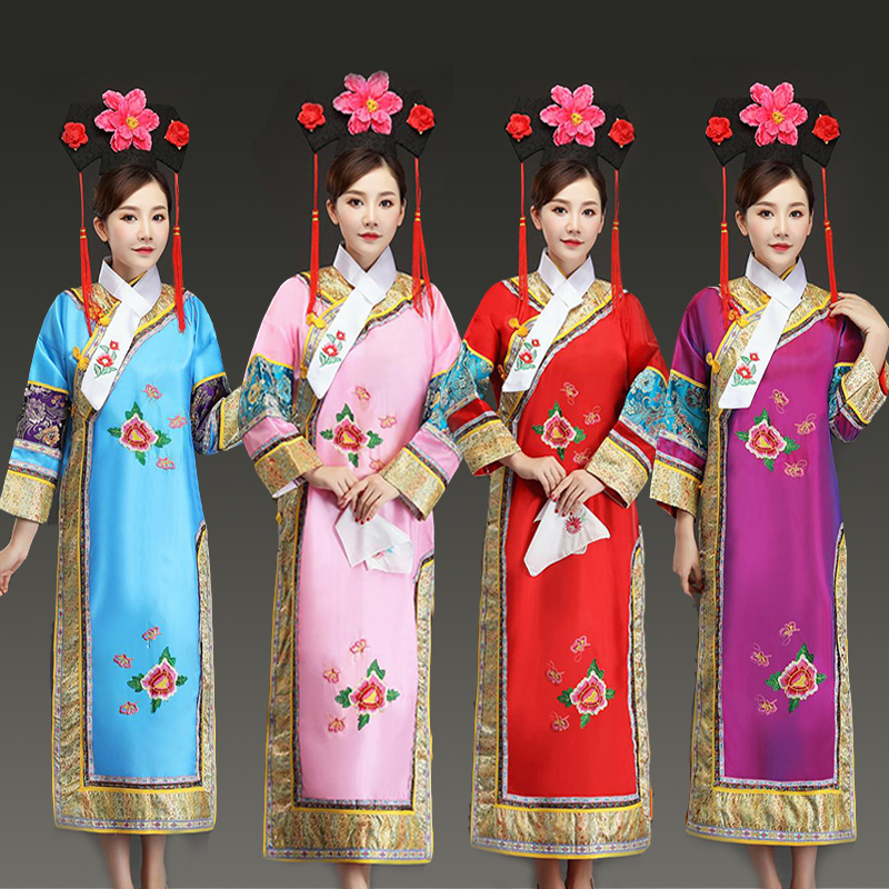清朝古装格格服装满族旗服宫女皇后贵妃甄嬛传反串班服宫廷演出服