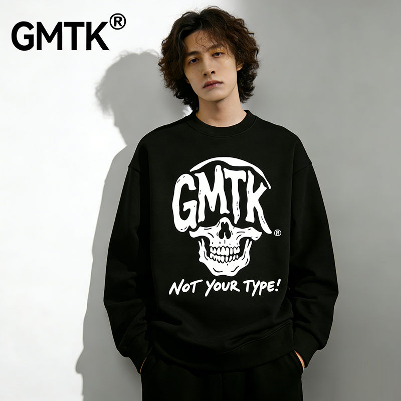 GMTK 原创骷髅头2025秋季新款美式卫衣男圆领时尚潮牌套头上衣,男装,卫衣,淘宝优惠券,粉丝福利购,淘宝优惠卷