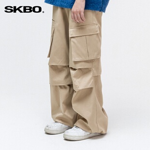 美式 子宽松直筒阔腿长裤 工装 男秋冬高街痞帅大口袋伞兵裤 裤 GMTK