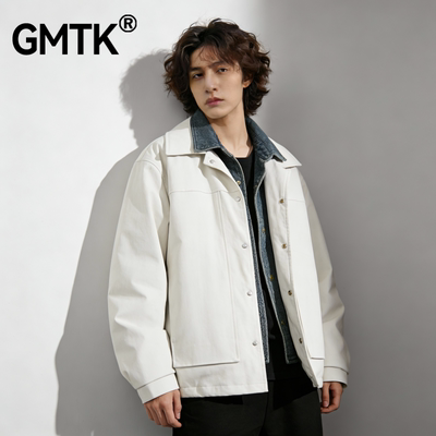 GMTK 美式假两件衬衫领羽绒服保暖潮牌学生街头男女时尚百搭外套
