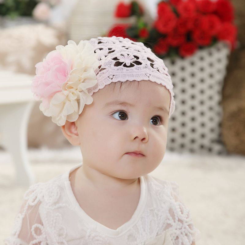 韩版宝宝花朵发带婴儿童百天拍照头花配饰小女孩春夏秋冬季卤门帽