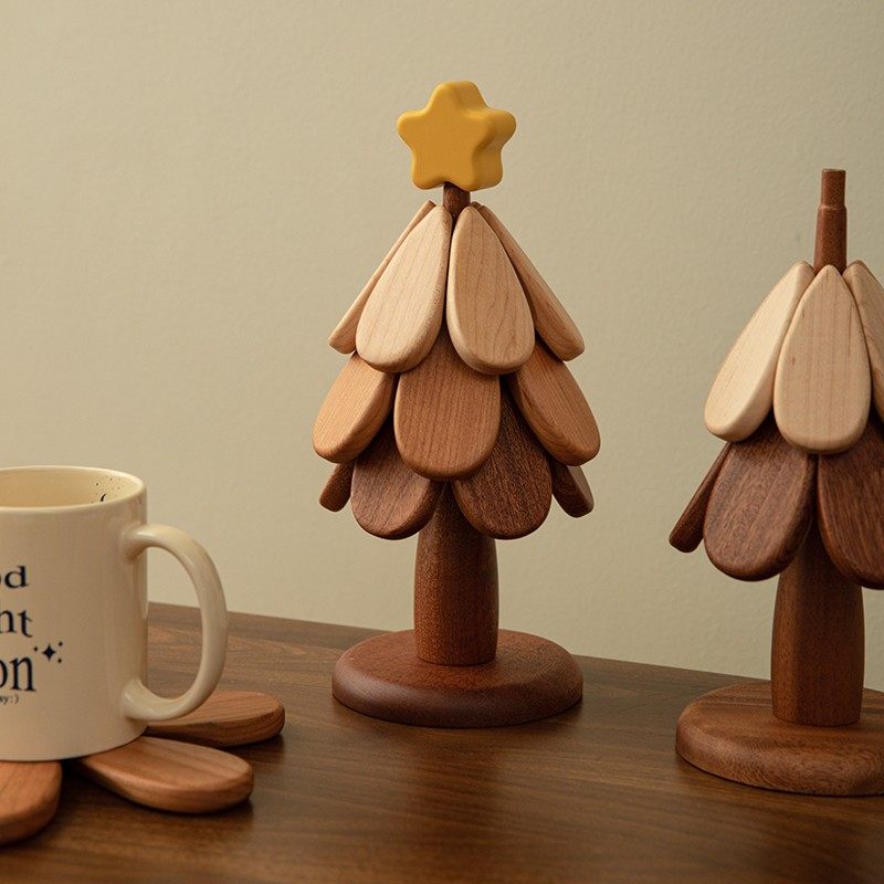 圣诞树餐垫隔热垫防烫实木创意家用餐桌杯垫锅垫碗垫耐高温高级感,餐饮具,餐垫,淘宝优惠券,粉丝福利购,淘宝优惠卷