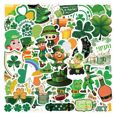 60~120张跨境st patrick圣帕特里克贴纸行李箱电脑防水贴画