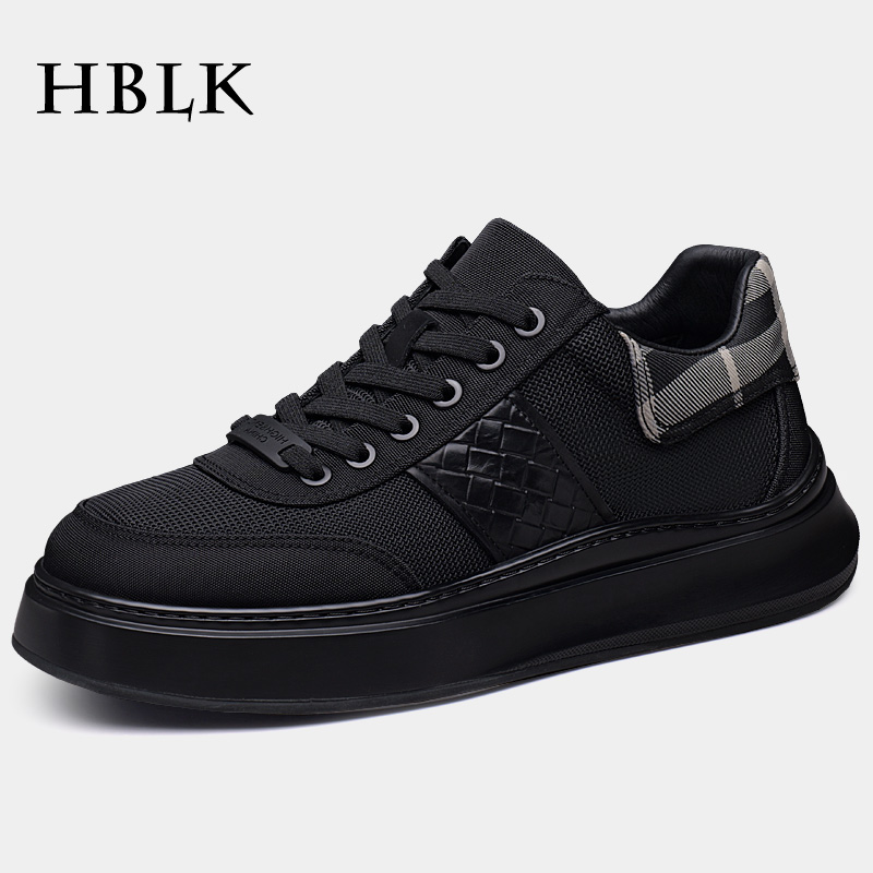 男鞋秋季新款真皮透气防臭百搭布鞋轻便男士厚底增高休闲运动板鞋