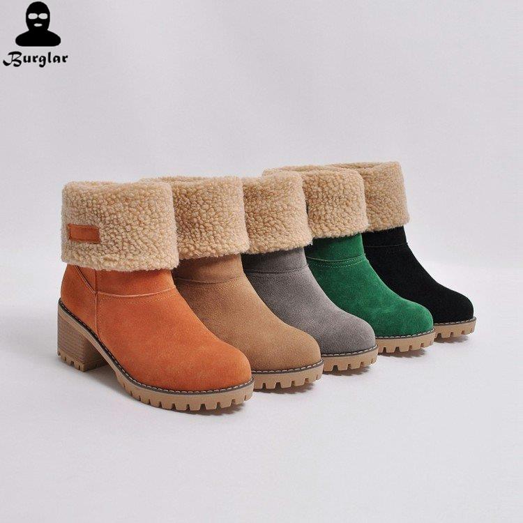 Women Winter Fur Warm Snow Boots Ladies Warm wool booties