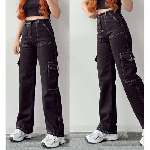 2024 casual pants pocket long pants work pants 牛仔裤黑色