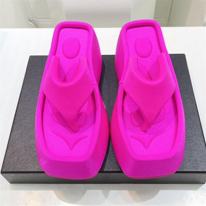 欧美大码厚松糕底糖果色外穿人字拖凉拖鞋女 platform flip flops