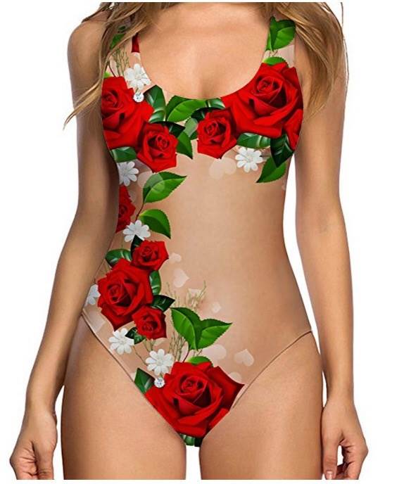 速卖通欧美性感瓜果贝壳皮肤色女士连体比基尼泳衣泳装bikini