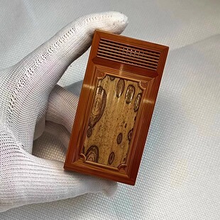 张圣林经典收藏款 百年老煤竹嵌斑竹梅鹿竹三音窗铰链门 竹蛉盒子