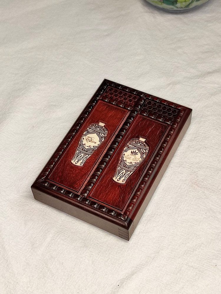 张圣林鸣虫盒 铰链门紫檀木双格朝天窗黄蛉盒 蛉子盒 蛉虫盒 虫具