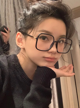 复古黑色眼镜近视女抗蓝光防辐射素颜神器网红显脸小眼睛框韩版潮