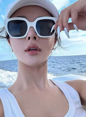 复古白色大框显脸小防晒墨镜女