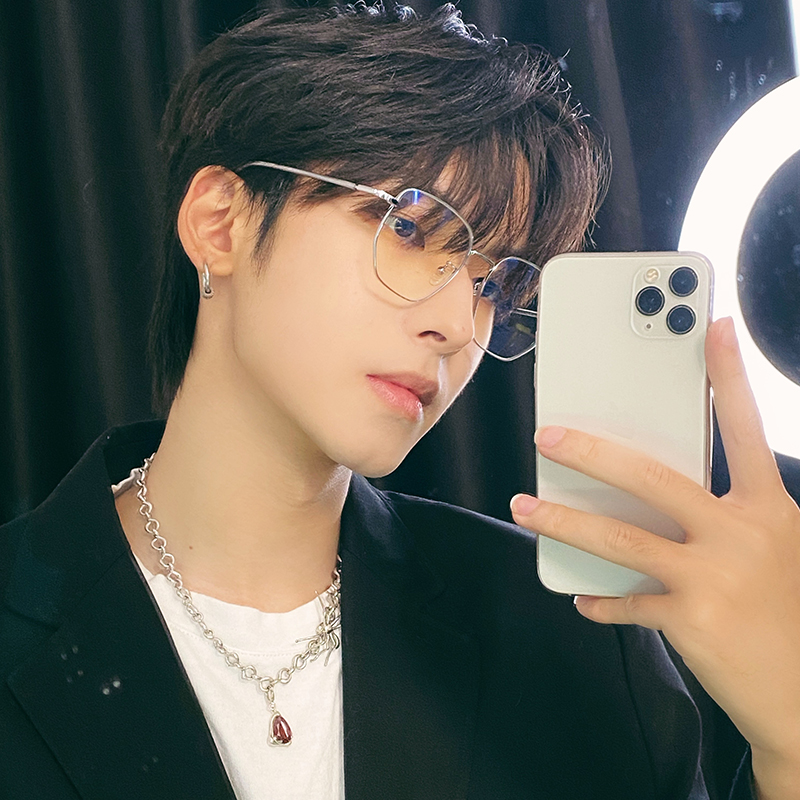 男款眼镜架平光镜痞帅圆脸