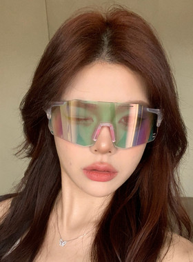 粉色炫彩变色防紫外线骑行墨镜