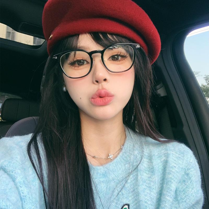 复古粗框黑色素颜凹造型眼镜框女生方圆脸显瘦眼镜架Y2K可配近视