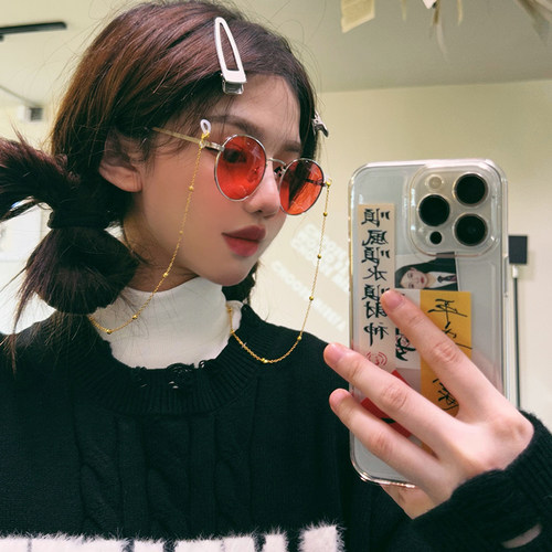 桔里防紫外线圆形个性女款太阳镜