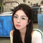 韩系清冷感椭圆框防蓝光眼镜女文艺素颜神器时尚 半框近视眼镜ins