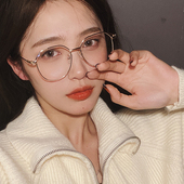 多边形金色近视眼镜女可配有度数韩版 眼睛框架男 潮大脸显瘦网红款