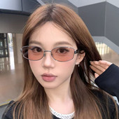 Jennie同款 浅茶色窄框墨镜女小脸显瘦复古百搭街拍防紫外线太阳镜