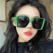 新款 绿色大框墨镜女大脸网红个性 时髦太阳镜出游百搭防晒显瘦眼镜