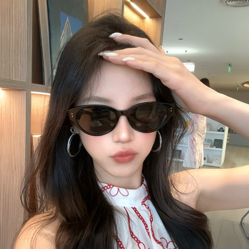 复古猫眼黑框防紫外线太阳镜女