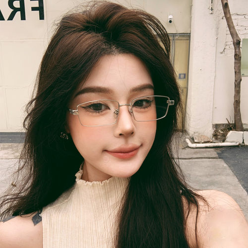 韩系小框金属防蓝光眼镜架女