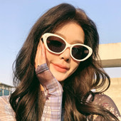 白色复古猫眼辣妹风墨镜女高级感春季 遮阳防晒显脸小太阳眼镜 新品