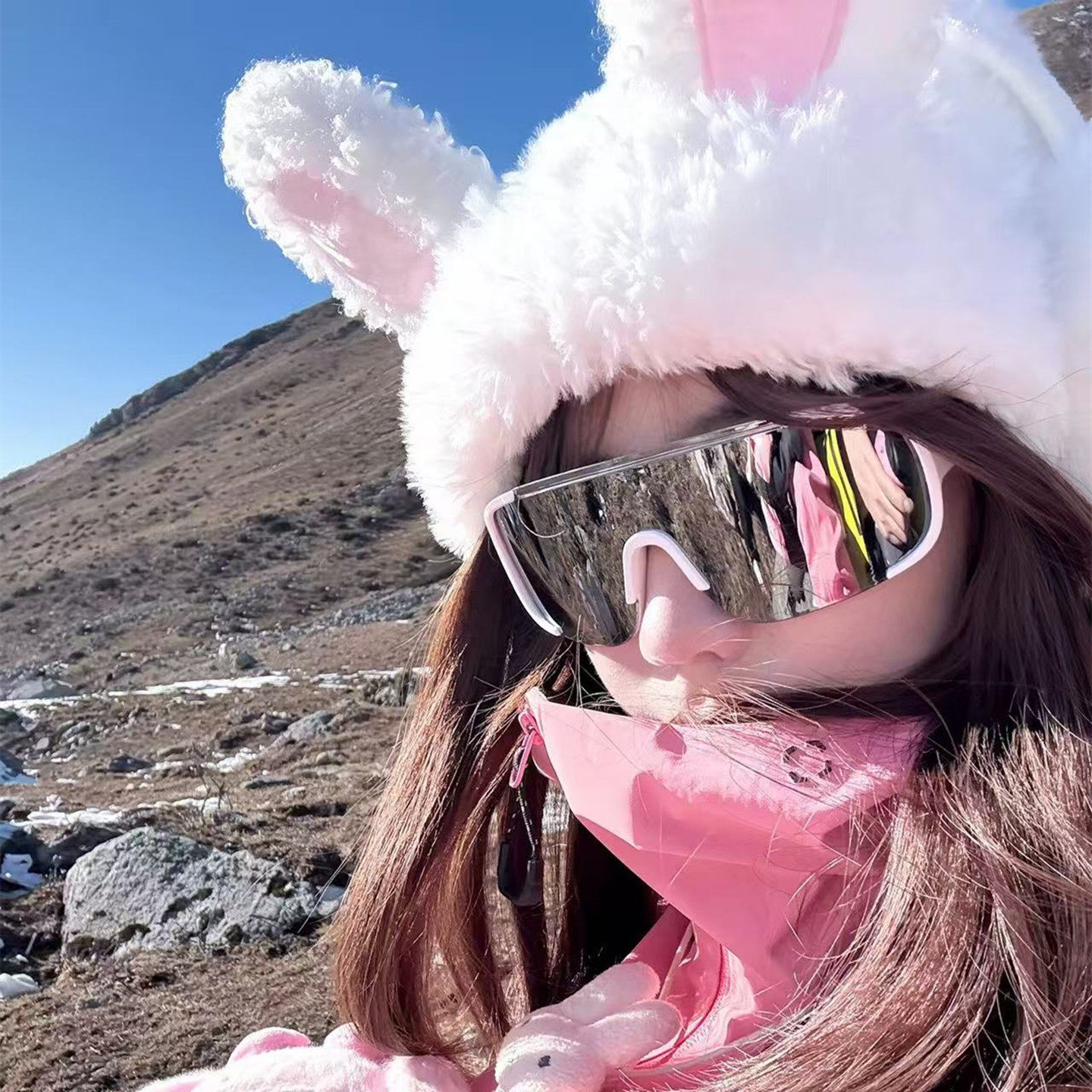 网红滑雪骑行镜女时尚大框防风护目墨镜户外登山运动反光太阳眼镜